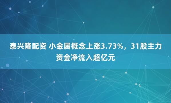 泰兴隆配资 小金属概念上涨3.73%，31股主力资金净流入超亿元